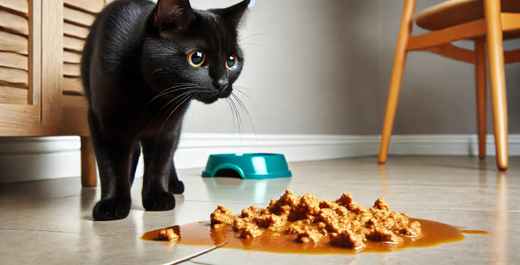 Katze kotzt Essen unverdaut aus